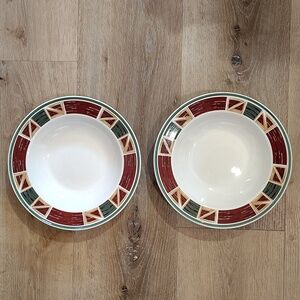 Tienshan Prairie Multicolor Ceramic Dinnerware large bowls Set of 2
